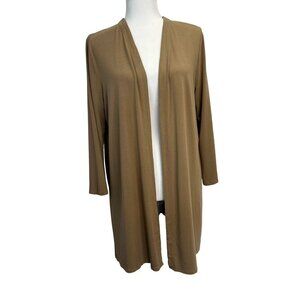 J Jill Open Cardigan Long Where ever Collection Ladies size Med Brown Drape